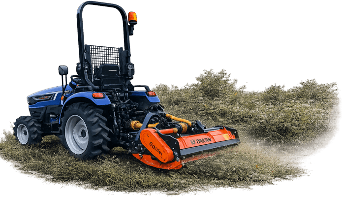 Minitraktor z kosiarką bijakową — koszenie nieużytków Lublin