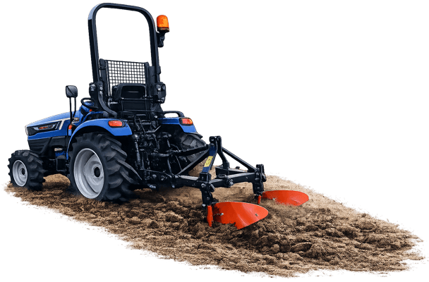 Minitraktor z pługiem dwuskibowym — orka działek Lublin